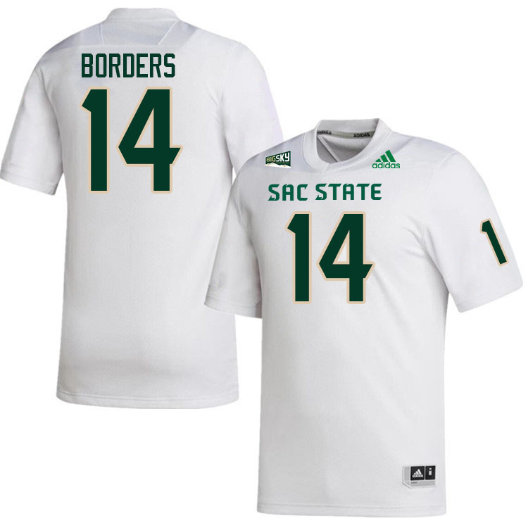 Sacramento State Hornets #14 Curron Borders College Football Jerseys Stitched Sale-White